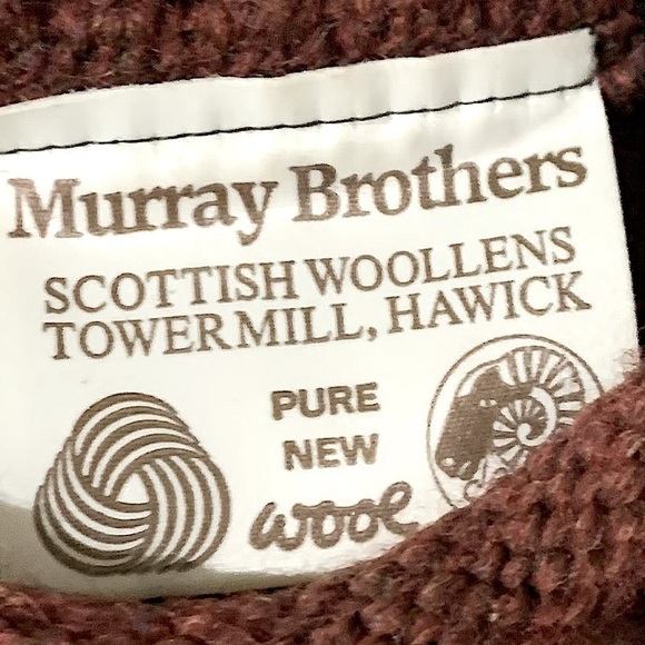 𝅺MURRAY Brothers Vintage Rust Wool Crew Neck Sweater Scotland Size Large - Picture 7 of 9